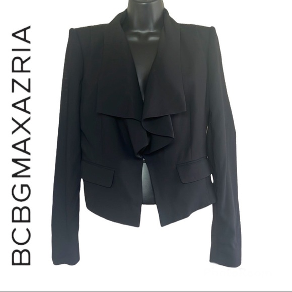 Bcbgmaxazria Black Open Front Waterfall Blazer/Jacket Size S - Picture 2 of 16